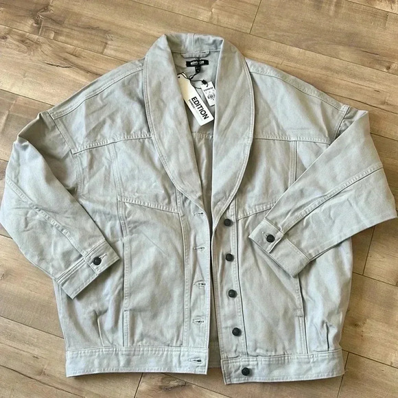 NWT Express x Simon Spurr Oversized Stone Denim Jacket Women’s Sz M - Picture 6 of 12